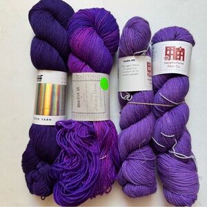 4 Skein purple bundle Sock/DK weight
See pics and description below